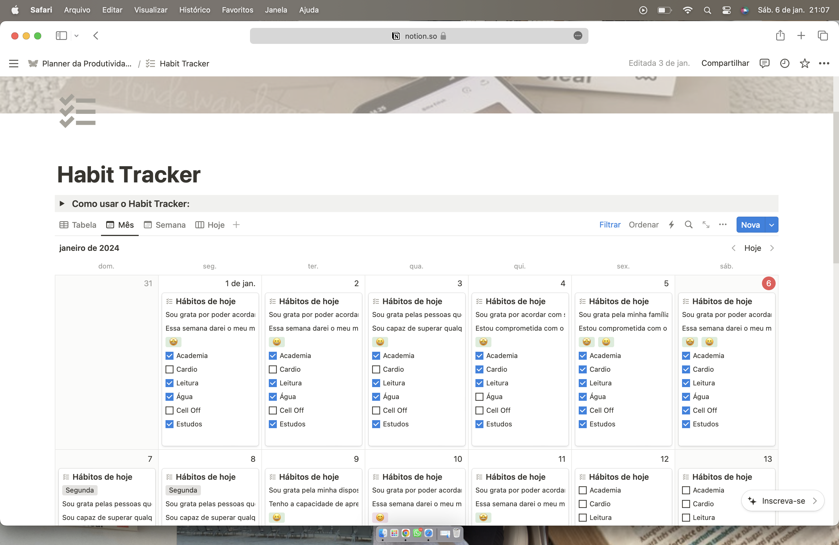 Rastreie seus hábitos e acompanhe o seu progresso